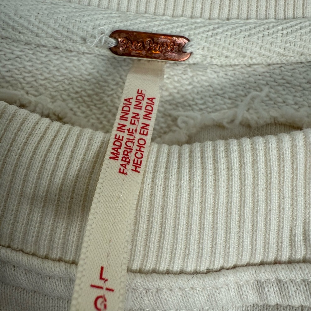 Free People Ivory Empire Waist Sweatshirt Dress (L)